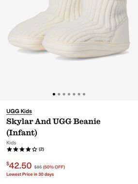 UGG Kids Skylar Ribbed Booties - Cream